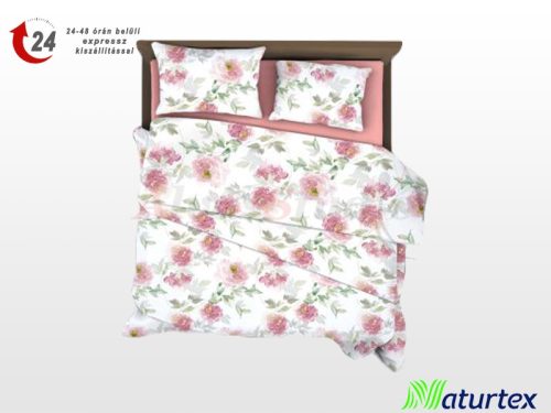 Naturtex 3-piece cotton-satin bed linen set -  Pink rose