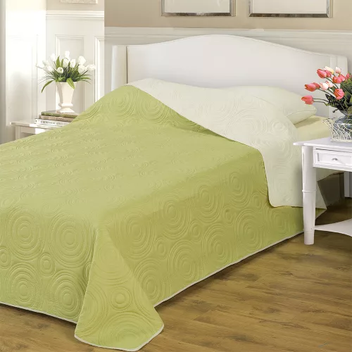 Naturtex Emily microfiber ágytakaró - bézs-zöld 235x250 cm