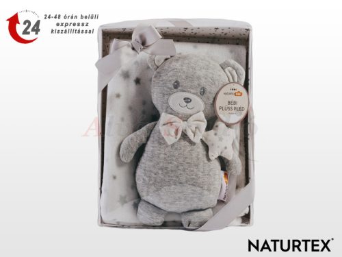 Naturtex Baby Design blanket - with grey teddy bear plush