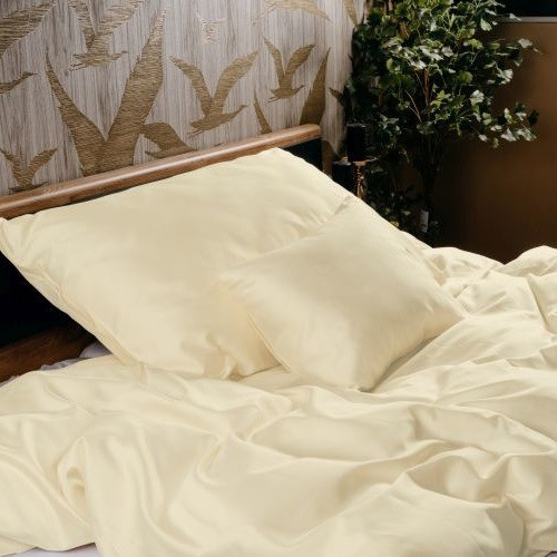 Naturtex 3-piece cotton-satin bed linen set -  Natural beige