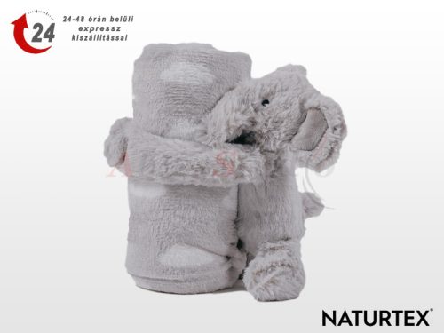 Naturtex Baby Design pléd - szürke Elefánt plüssel