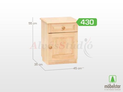 Möbelstar 430 - 1 door 1 drawer plain pine nightstand
