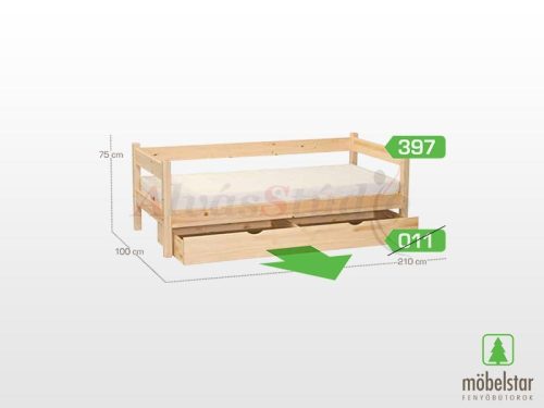 Möbelstar 397 - plain pine children's bed frame 90x200 cm