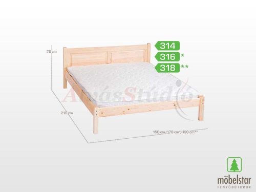 Möbelstar 314 - plain pine bed frame 140x200 cm