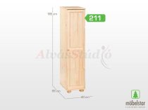   Möbelstar 211 - 1 door plain pine wardrobe (with garment rod)
