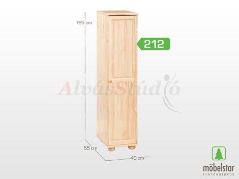 Möbelstar 212 - 1 ajtós natúr fenyő szekrény (polcos)