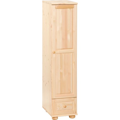 Möbelstar 214 - 1 door 1 drawer plain pine wardrobe (with shelves)