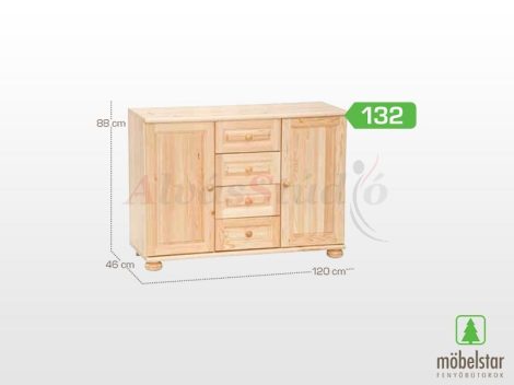 Möbelstar 132 - 2 door 4 drawer plain pine dresser