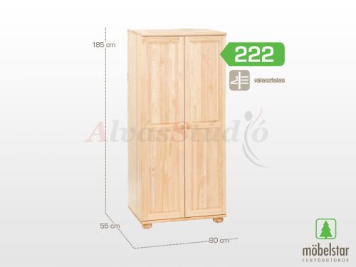 Möbelstar 222 - 2 door plain pine wardrobe (with divider)