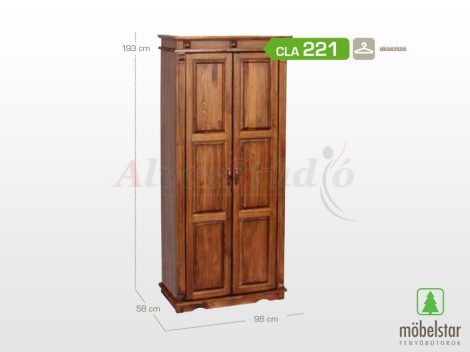 Möbelstar CLA 221 - 2 ajtós pácolt fenyő szekrény