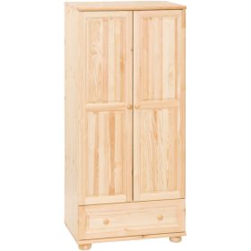   Möbelstar 225 - 2 ajtós 1 fiókos natúr fenyő szekrény (válaszfalas)
