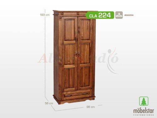 Möbelstar CLA 224 - 2 ajtós 1 fiókos pácolt fenyő szekrény