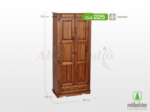 Möbelstar CLA 225 - 2 door 1 drawer stained pine wardrobe (with divider)