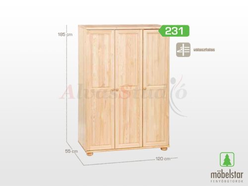 Möbelstar 231 - 3 door plain pine wardrobe 