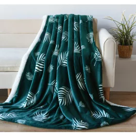 Naturtex pléd sherpa leveles zöld-fehér 150x200 cm