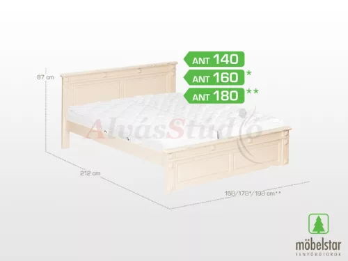 Möbelstar ANT 140 - antik festett fenyő ágykeret 140x200 cm