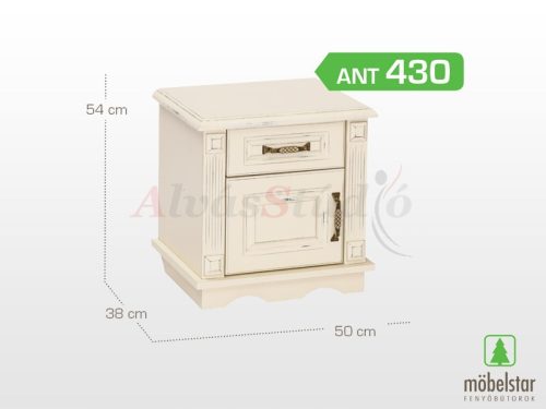 Möbelstar ANT 430 - 1 door 1 drawer antique lacquer pine nightstand