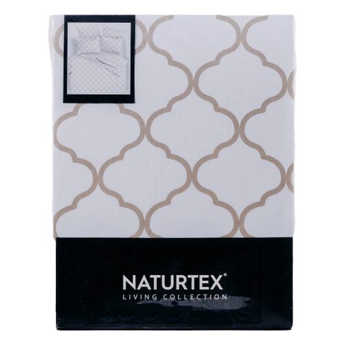 Naturtex 3-piece cotton-satin bed linen set - white stripes